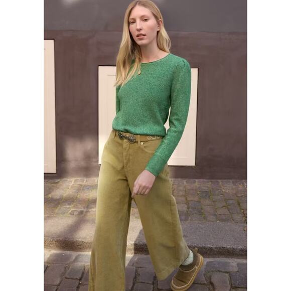 WRAP London Wide-Leg Cord Trousers Size US 12 Crop Pants Earthy Boho Academia - Picture 13 of 16